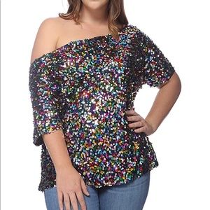 Multicolor Sequin Off The Shoulder Top